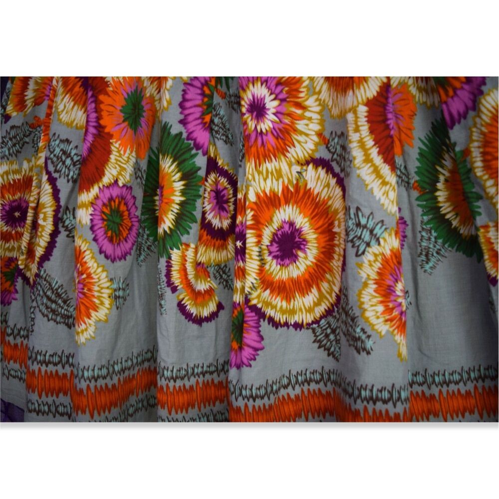 Womens Sz M Double Zero Brand 100% Cotton Knee Length Skater Skirt BOLD Flowers - Picture 3 of 9